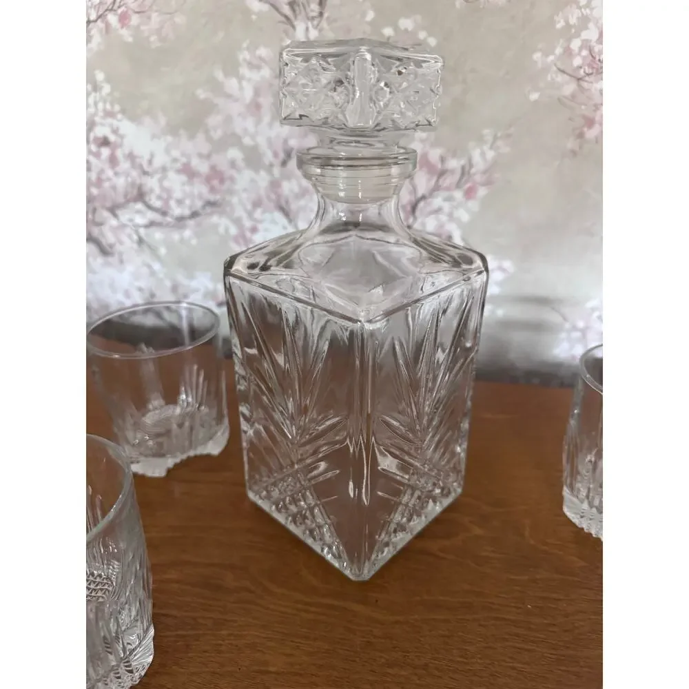 Crystal Decanter and 5 Glasses Set